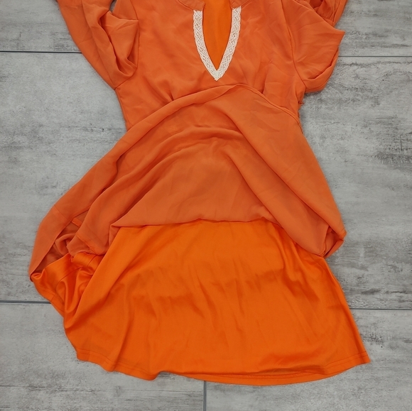 Love Riche Girls Orange Bell Sleeve Peasant Midi Dress Size Juniors Small - Picture 8 of 9